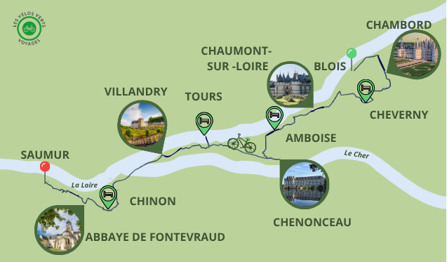 Carte itinéraire du séjour Séjour Les Joyaux de la Loire en 5 jours : de Blois à Saumur
